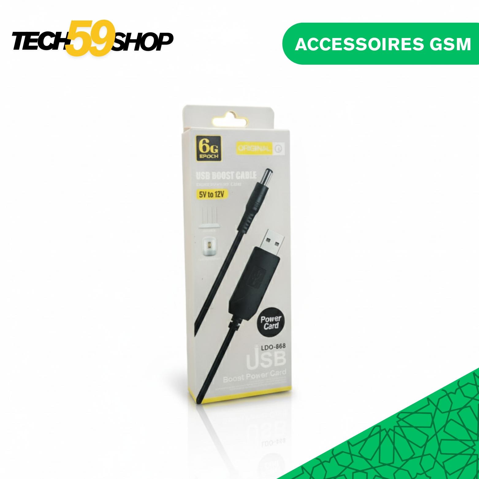 Câble Epoch LDO-868 USB Boost | Convertisseur 5V vers 12V DC